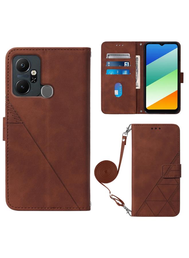 Zaboon Case For Infinix Smart 6 Plus X6823 Crossbody 3D Embossed Flip Leather Phone Case - Image 1