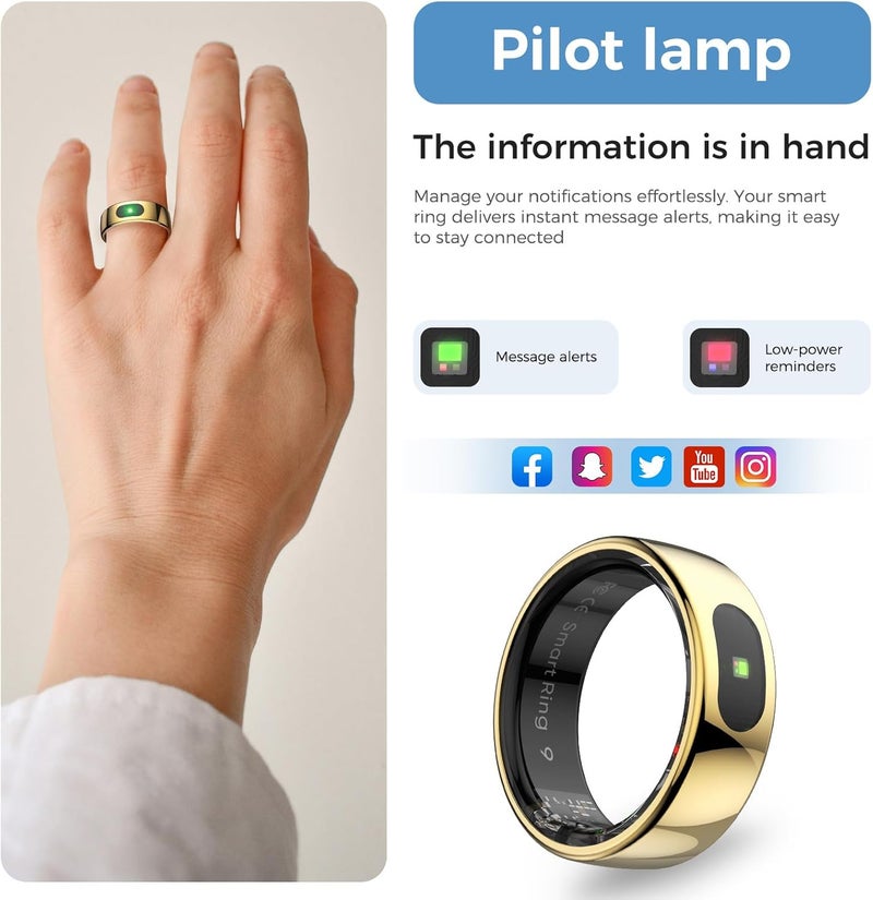 خاتم مع تنبيهات الإشعار والتحكم في الإيماءات الذهبي رقم 10 - Image 2