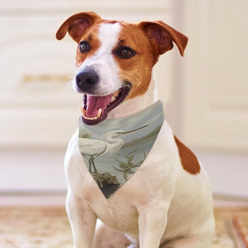 Swamp Egret Pet Scarf Adjustable Pet Accessories Triangular Scarf Washable Floral Print Puppy Bib Bandana Stylish Comfortable Cat Scarves for Holiday Scarfs - Image 3