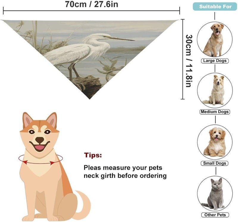 Swamp Egret Pet Scarf Adjustable Pet Accessories Triangular Scarf Washable Floral Print Puppy Bib Bandana Stylish Comfortable Cat Scarves for Holiday Scarfs - Image 2