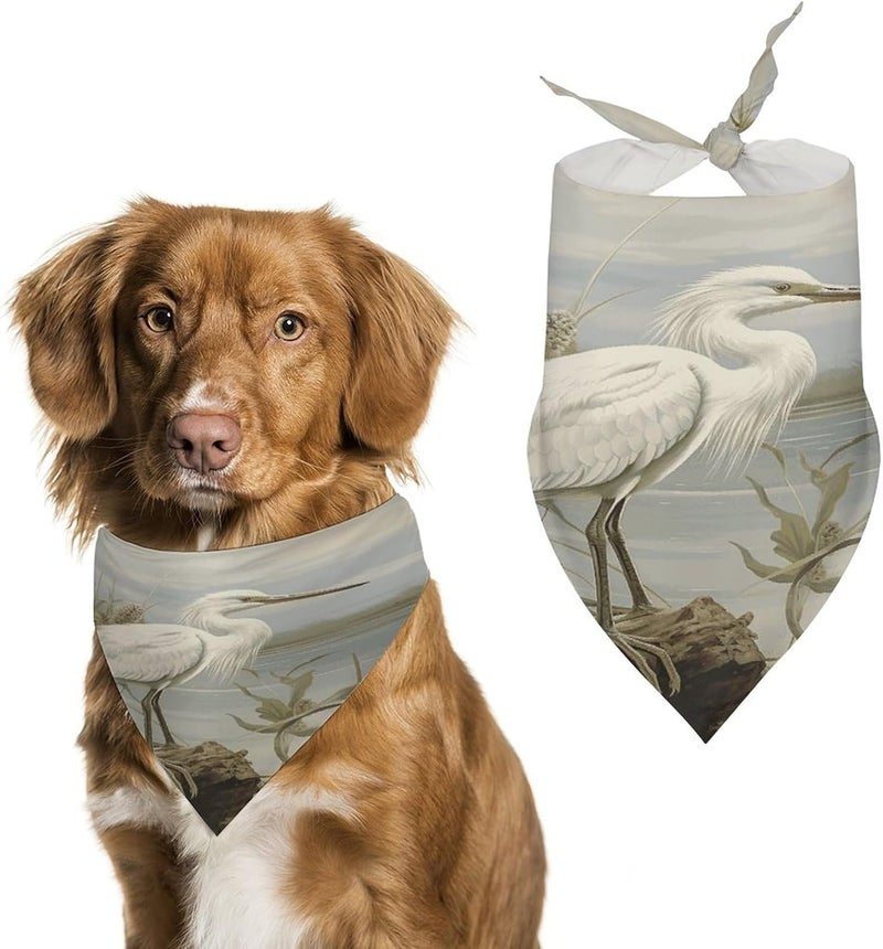 Swamp Egret Pet Scarf Adjustable Pet Accessories Triangular Scarf Washable Floral Print Puppy Bib Bandana Stylish Comfortable Cat Scarves for Holiday Scarfs - Image 1