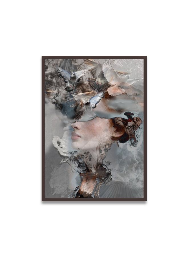 ماركتنا لوحة جدارية قماشية فنية لتزيين الحائط بتصميم عصري مع برواز بني مجوف مقاس 120x80سم قطعة واحدة - Image 2