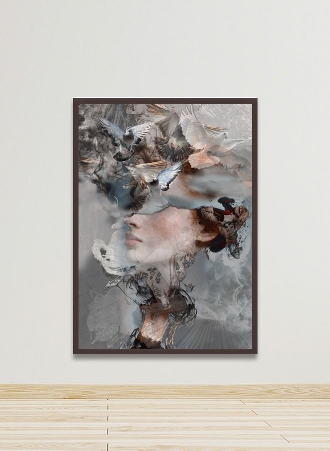 ماركتنا لوحة جدارية قماشية فنية لتزيين الحائط بتصميم عصري مع برواز بني مجوف مقاس 120x80سم قطعة واحدة - Image 1