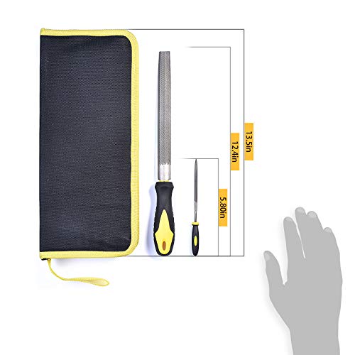 kapoua Metal File Set, Large Flat File/Half-Round File/Triangle File/Round File and 12 pcs Needle Files with Storage Bag and Steel Brush for Woodwork, Metal, Leather and Plastic - Image 5
