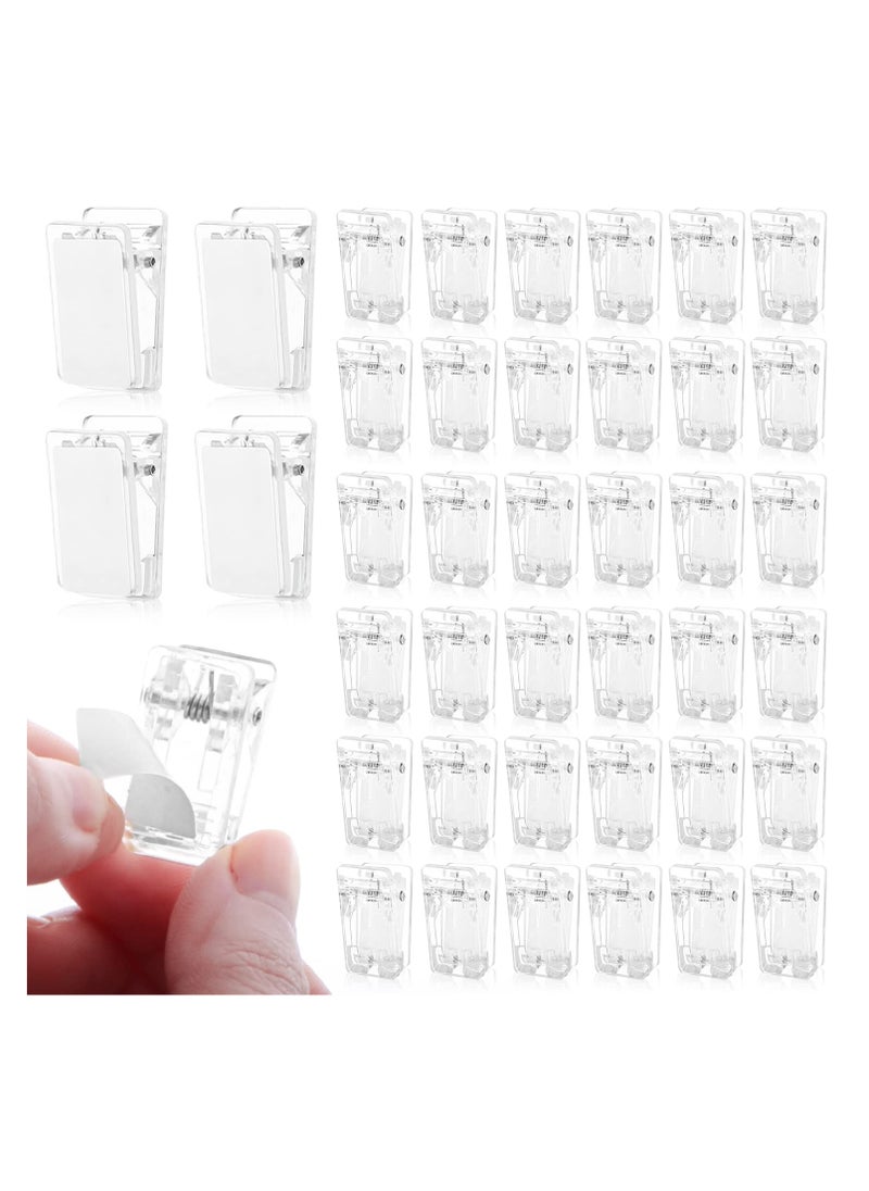 Excefore 60 Pieces Plastic Self-Adhesive Clips, Small Hanging Spring Clips for Photo Posters Document, Clips for Home Office Classroom  - Image 1
