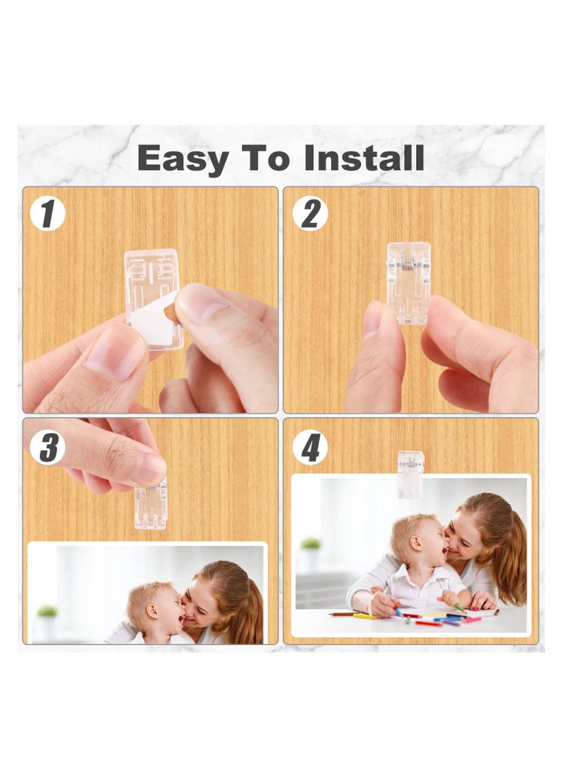 Excefore 60 Pieces Plastic Self-Adhesive Clips, Small Hanging Spring Clips for Photo Posters Document, Clips for Home Office Classroom  - Image 5
