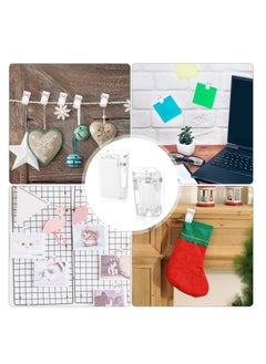 Excefore 60 Pieces Plastic Self-Adhesive Clips, Small Hanging Spring Clips for Photo Posters Document, Clips for Home Office Classroom  - Image 4