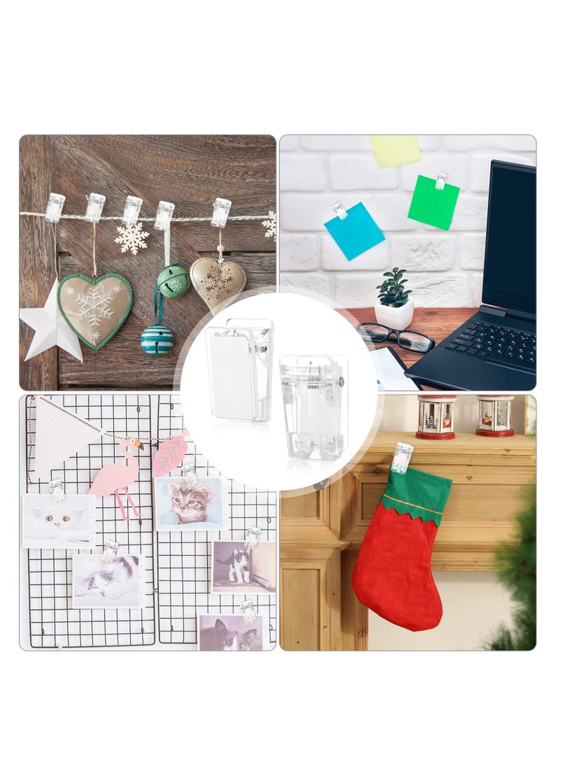 Excefore 60 Pieces Plastic Self-Adhesive Clips, Small Hanging Spring Clips for Photo Posters Document, Clips for Home Office Classroom  - Image 4