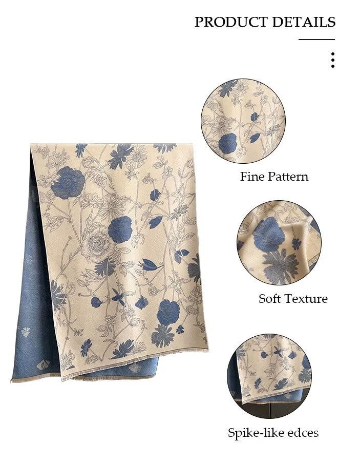 آي إس آي وشاح نسائي دافئ، شال من الكشمير الصناعي مع شرابة، وشاح مطبوع على الوجهين، وشاح عصري، وشاح مربع، شال، ملابس خارجية للخريف والشتاء - Image 2