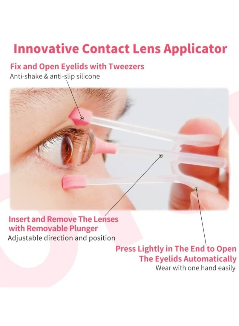 Captaintech Contact Lens Remover Tool for Soft Lenses, Lense Tool, Applicator with Tweezers and Case, Portable Contacts Inserter Removal Traveling - Image 2