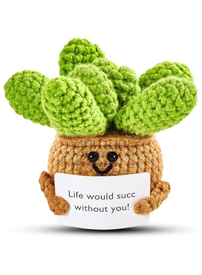 نيبمينينت هدايا نباتات عصارية إيجابية: دمى كروشيه للدعم العاطفي، هدايا عيد ميلاد للنساء والرجال وزملاء العمل والطلاب - زينة مكتبية لطيفة ومضحكة من البطاطس الإيجابية لتخفيف الضغط - Image 1