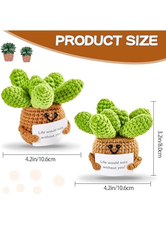 نيبمينينت هدايا نباتات عصارية إيجابية: دمى كروشيه للدعم العاطفي، هدايا عيد ميلاد للنساء والرجال وزملاء العمل والطلاب - زينة مكتبية لطيفة ومضحكة من البطاطس الإيجابية لتخفيف الضغط - Image 3