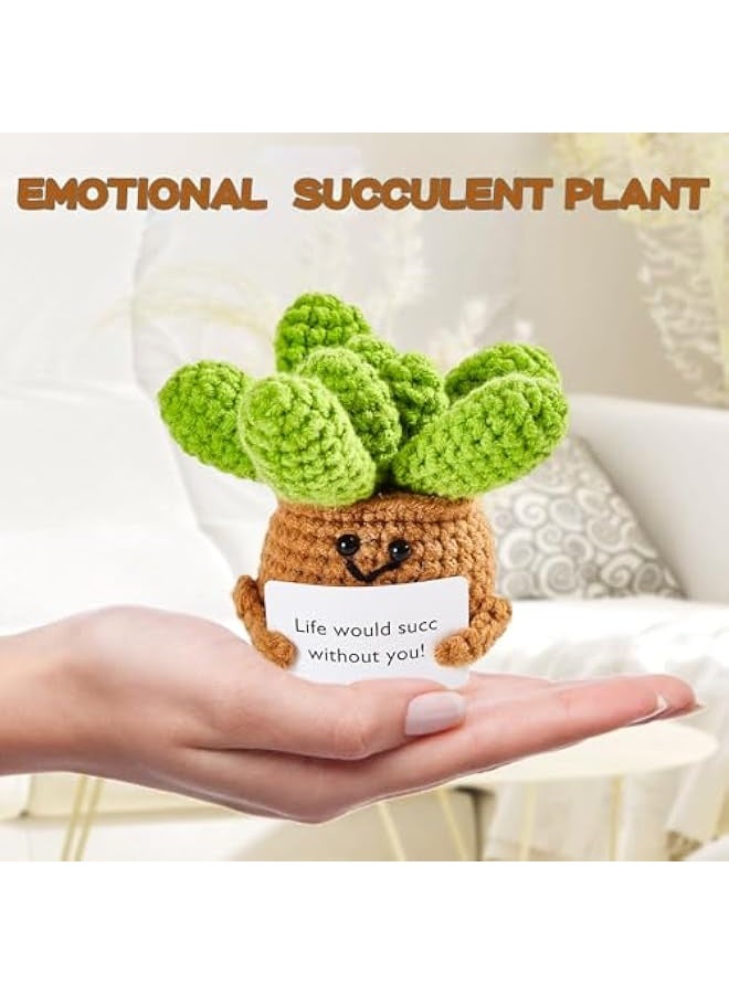 نيبمينينت هدايا نباتات عصارية إيجابية: دمى كروشيه للدعم العاطفي، هدايا عيد ميلاد للنساء والرجال وزملاء العمل والطلاب - زينة مكتبية لطيفة ومضحكة من البطاطس الإيجابية لتخفيف الضغط - Image 4