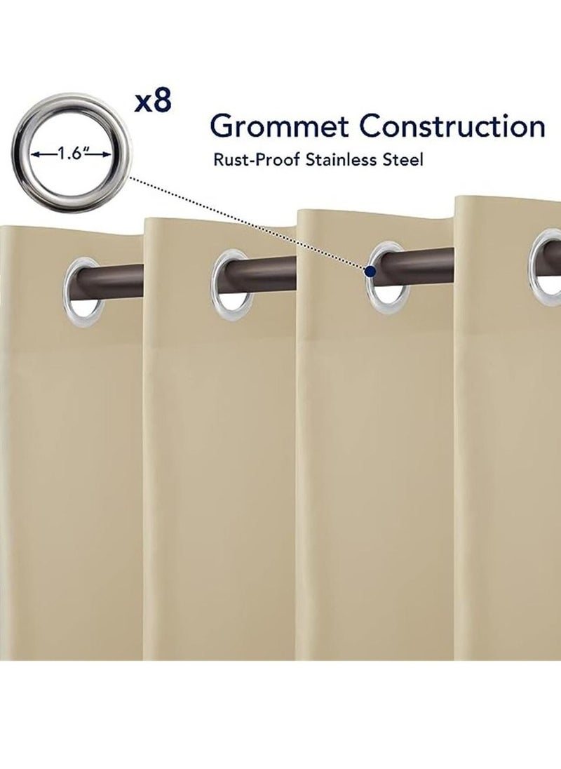 Generic - Outdoor Curtains for Patio Waterproof – Weatherproof, UV and Fade Resistant Outside Curtains for Gazebo, Front Porch, Pergola, Sun Blocking Privacy Curtain, 52 x 84 inch, 2 Panel, Beige - Image 1