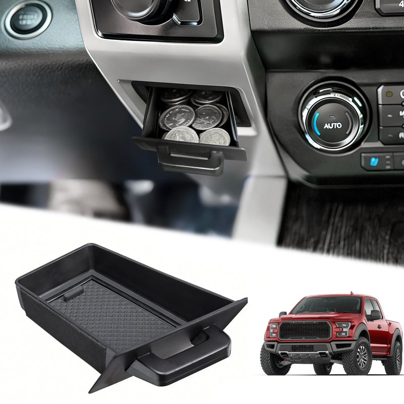 RAVOTOM Storage Drawer Tray Compatible with 2015-2020 Ford F150 Accessories Center Console Organizer Cubby Drawer Box Hidden Insert Extra Storage Compartment - Image 1