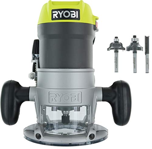 Ryobi R1631K 1-1/2 Peak HP 8.5 Amp LED Lit Corded Router Including 3 Piece Bit Set (w/ Tool Bag) - Image 1