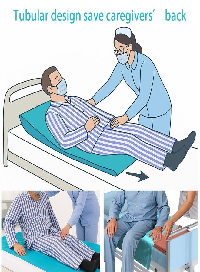 ZipSeven Patient Slide Sheet for Transfer Sheet for Bed Mobility Sliding Draw Sheet for Elderly Bed Sheets Sliding Transfer Aid for Cars, Vehicles (ABlue, Medium) - Image 4