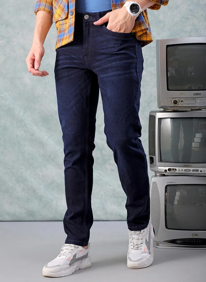 Men Slim Fit Solid Mid-Rise Stretchable Jeans