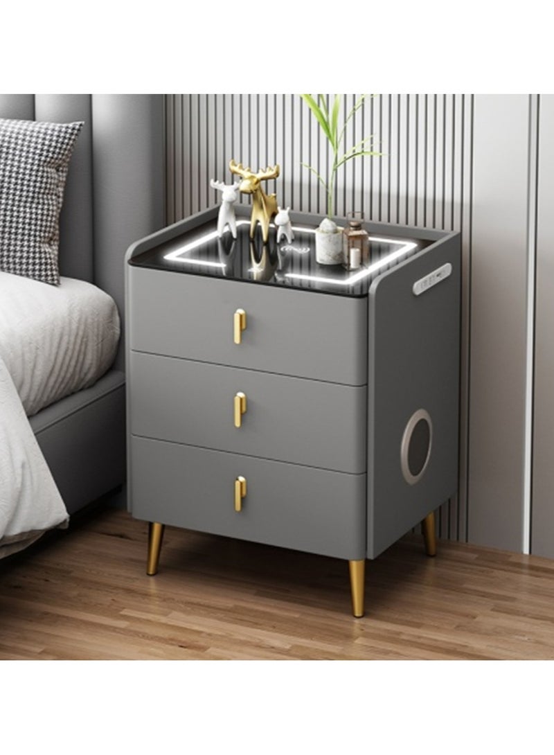 منزل منظم طاولة ذكية بجانب السرير متعددة الوظائف مع منفذ شحن لاسلكي ومكبر صوت بلوتوث للمنزل وغرفة المعيشة وغرفة النوم والفندق والمكتب - Image 1