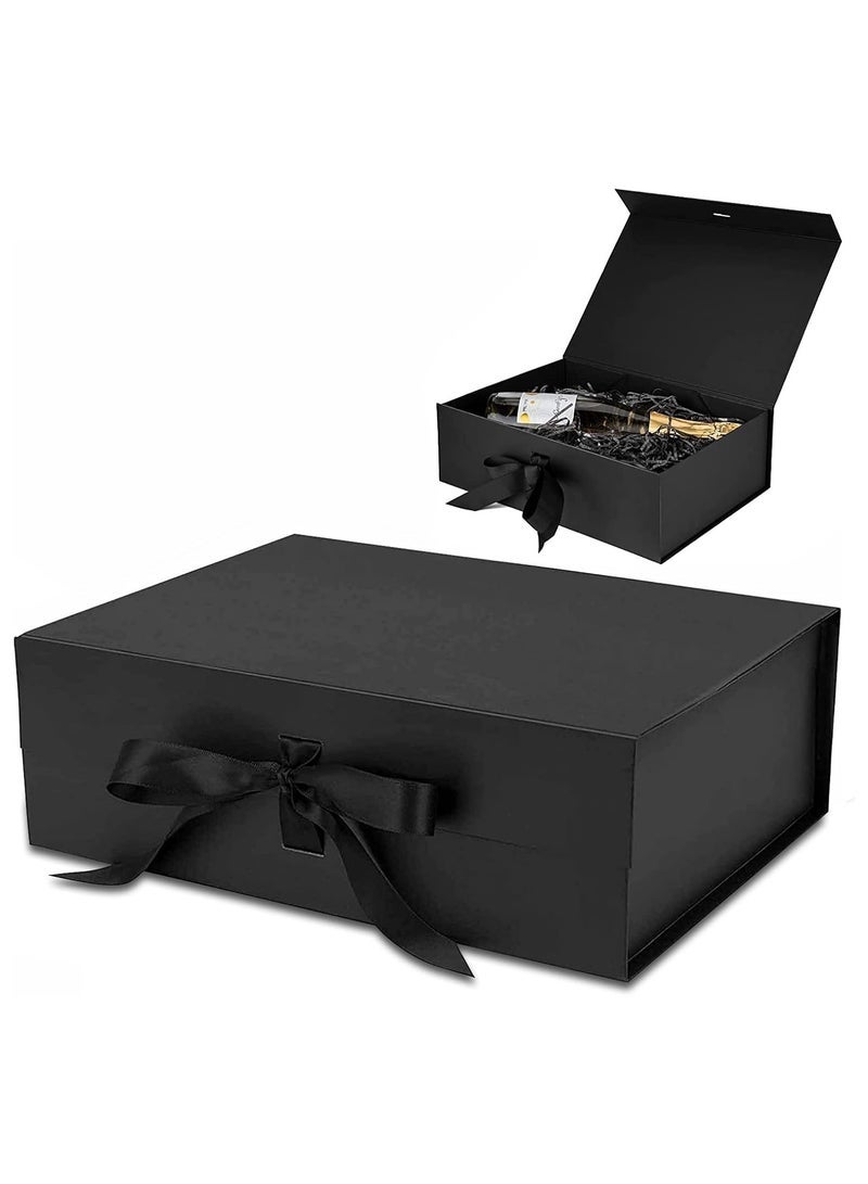 general Luxury Magnetic Gift Box, Black Large Gift Box with Ribbon,Folding Gift Boxes for Presents With Lid, Suitable for Festival, Birthday, Anniversary, etc - Image 1