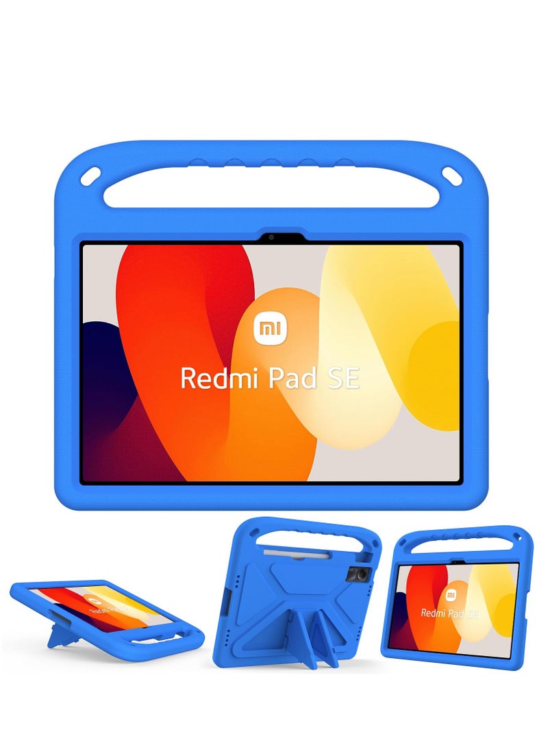 Kids Case For Xiaomi Redmi Pad SE 11" (2023) EVA Foam Lightweight Shockproof Duarable Tablet Cover with Handle Stand Case For Children Firendly (Blue)  - Image 1