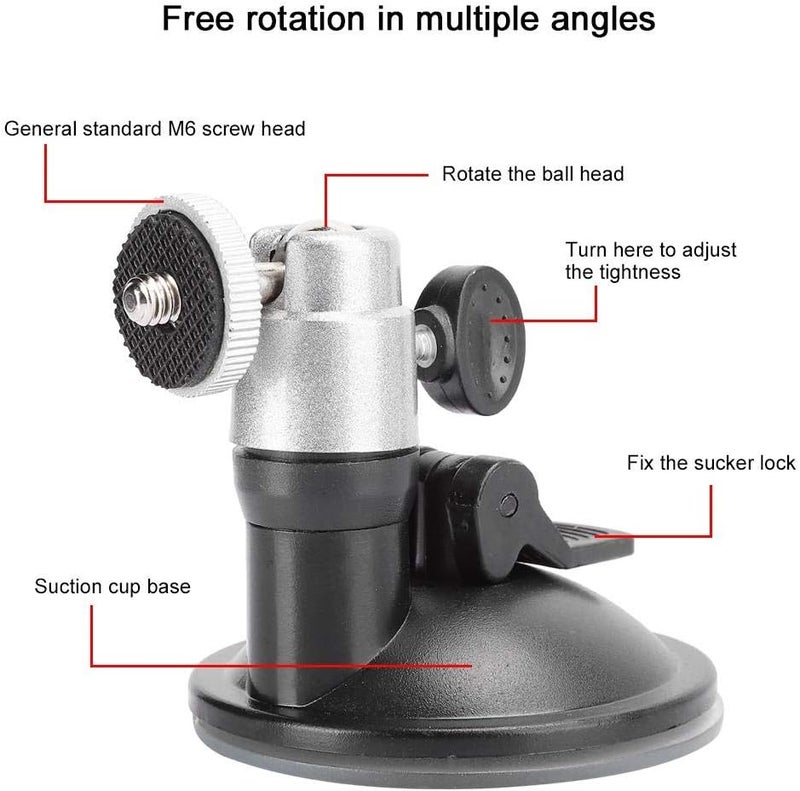 klarako Metal+Plastic Suction Cup Mount Vehicle-Mounted Holder Vaccum Sucker Holder for Automobile Data Recorder(Silver) - Image 5