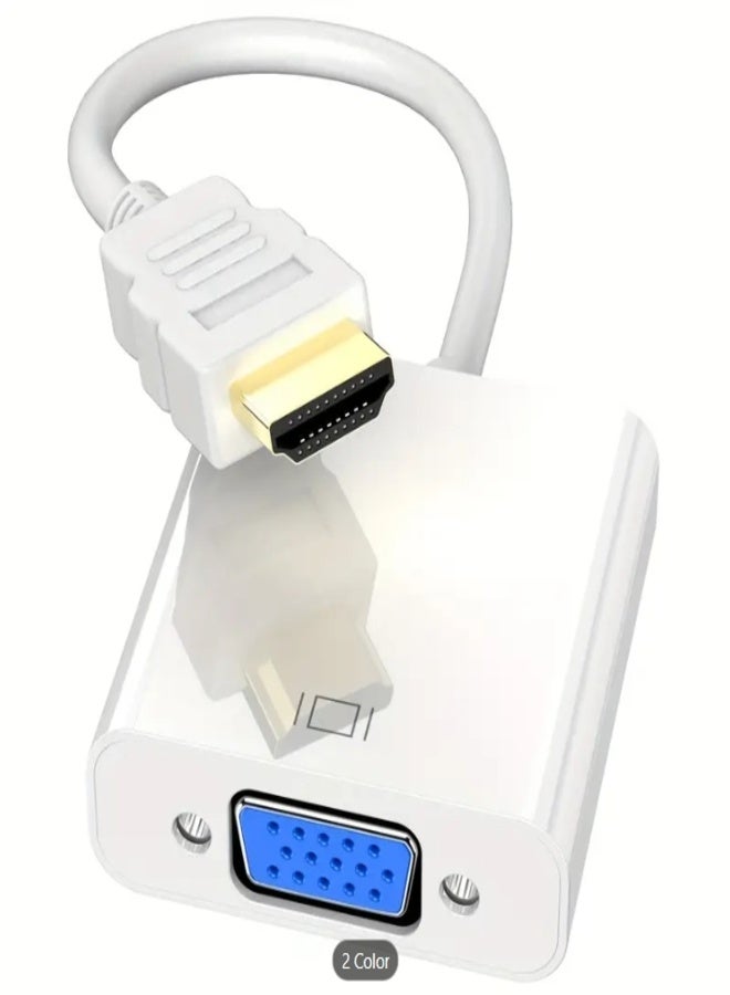 Micro HDMI to VGA Cable Adapter – Sleek White, 25CM – High-Definition Video Converter for Laptops, Projectors  More - Image 1
