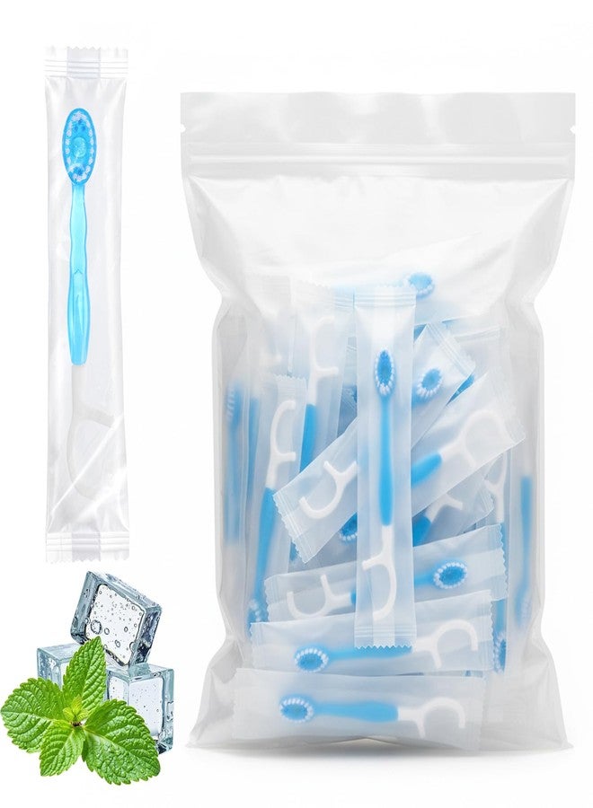 Xosjska 50 Pack Individually Packaged Disposable Travel toothbrushes with Toothpaste 5-in-1 Portable Pre-Pasted Travel Toothbrush isposable Toothbrushes with Toothpaste Tongue Scraper Floss Pick - Image 2
