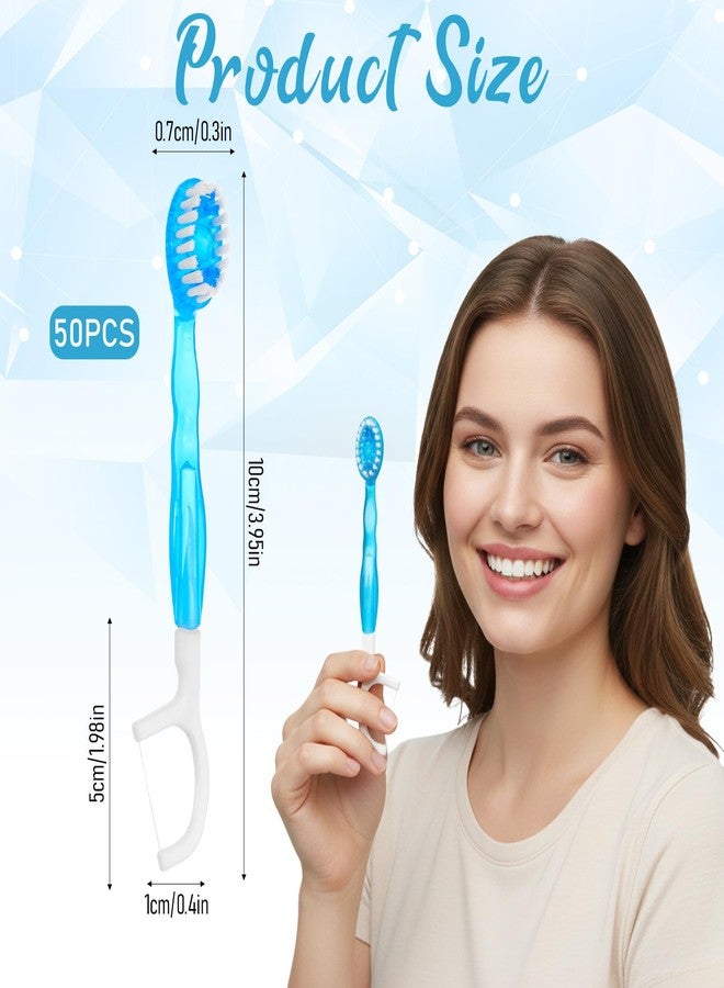 Xosjska 50 Pack Individually Packaged Disposable Travel toothbrushes with Toothpaste 5-in-1 Portable Pre-Pasted Travel Toothbrush isposable Toothbrushes with Toothpaste Tongue Scraper Floss Pick - Image 3