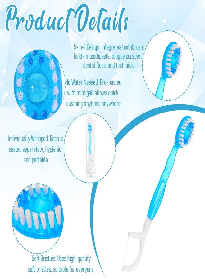Xosjska 50 Pack Individually Packaged Disposable Travel toothbrushes with Toothpaste 5-in-1 Portable Pre-Pasted Travel Toothbrush isposable Toothbrushes with Toothpaste Tongue Scraper Floss Pick - Image 4