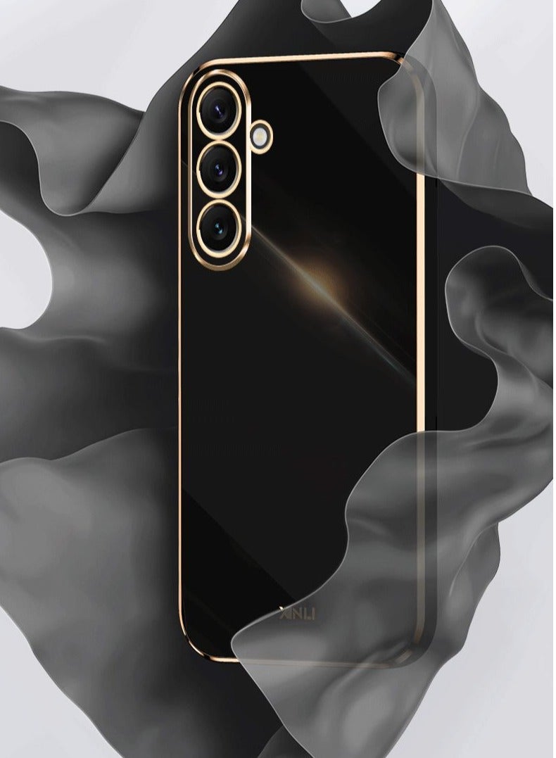 Color Fans For Samsung Galaxy A55 5G Case Glossy Electroplating TPU Protective Cover Gold-Black - Image 2