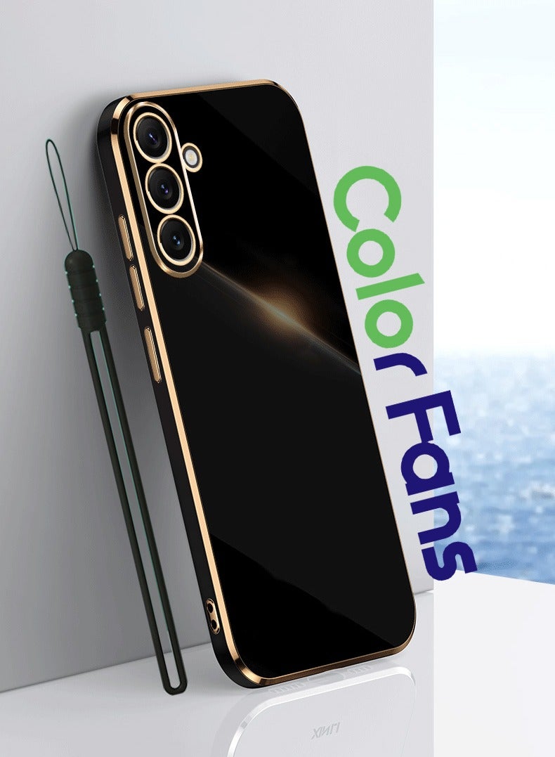 Color Fans For Samsung Galaxy A55 5G Case Glossy Electroplating TPU Protective Cover Gold-Black - Image 1