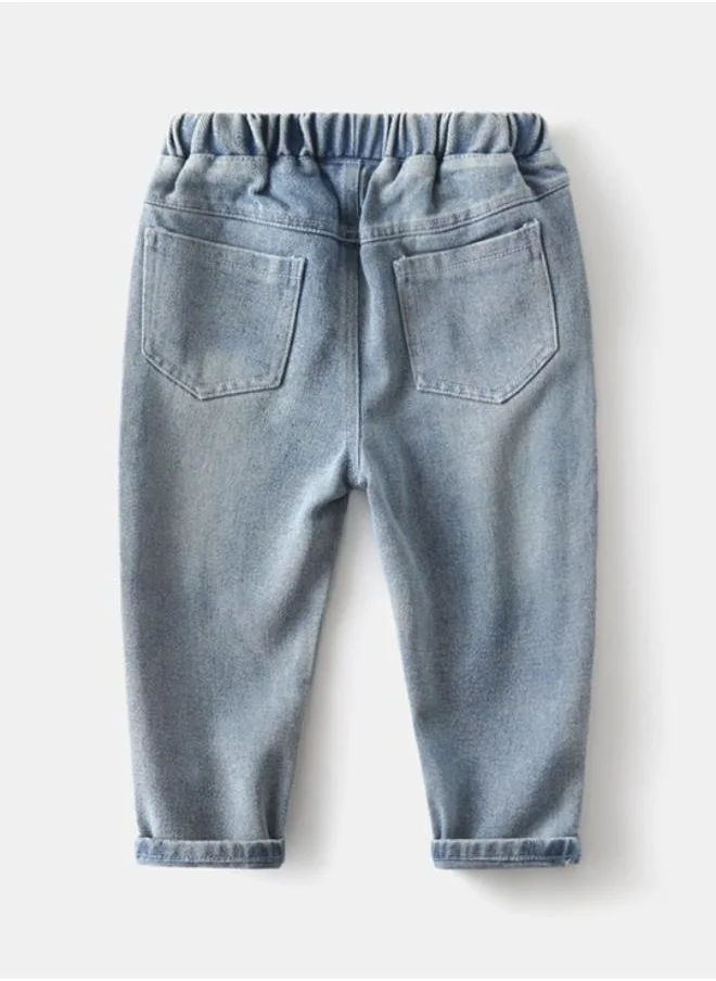 يونيكي Blue Relaxed Mid Rise Solid jeans