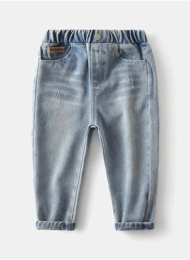 يونيكي Blue Relaxed Mid Rise Solid jeans
