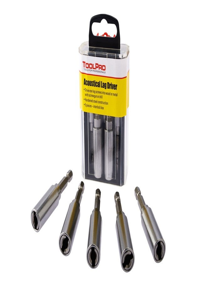 ToolPro Eye Lag Driver Set - 5 Pieces in Interlocking Storage Box for Quick Dispensing, Quick Install Bit Kit for Professional Drywall & Ceiling Installations - Image 1