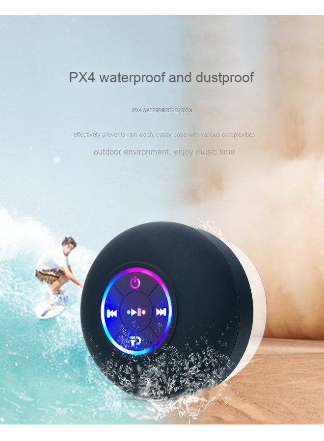 NIBEMINENT Bathroom Suction Cup Waterproof Bluetooth Speaker Portable Home Outdoor Led Dazzling Light Emitting Small Speaker  - Image 3
