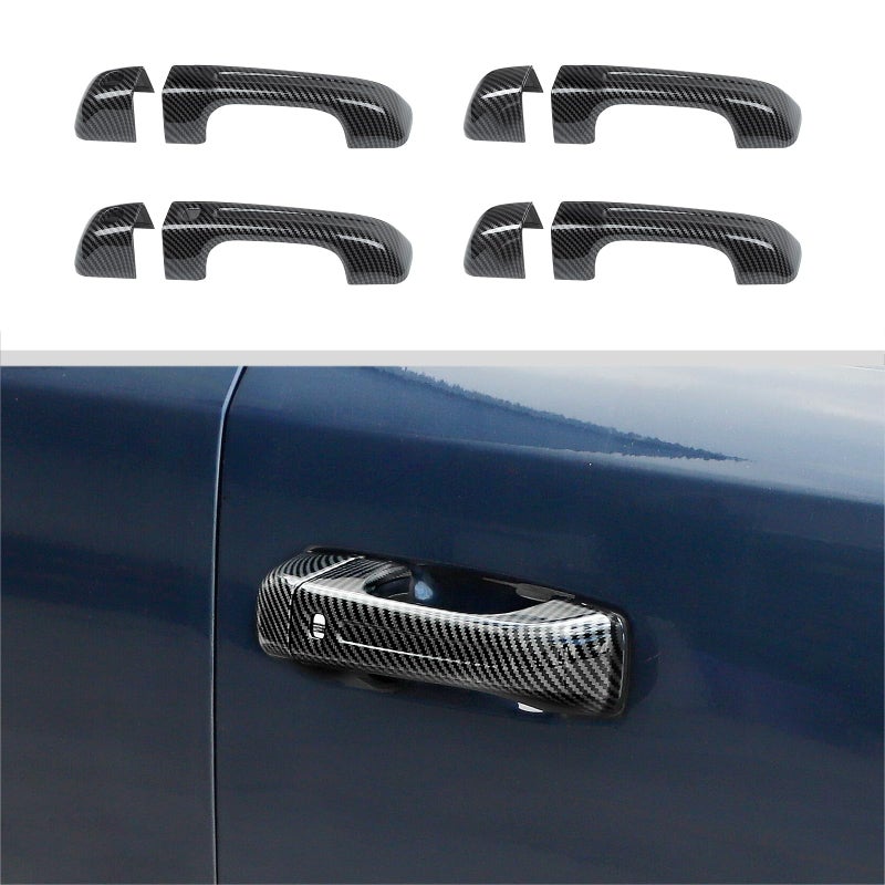 JWWY Door Handle Cover Trim for Dodge Ram 1500 2500 3500 20182026 Exterior Door Handle Protection Cover Carbon Fiber - Image 2