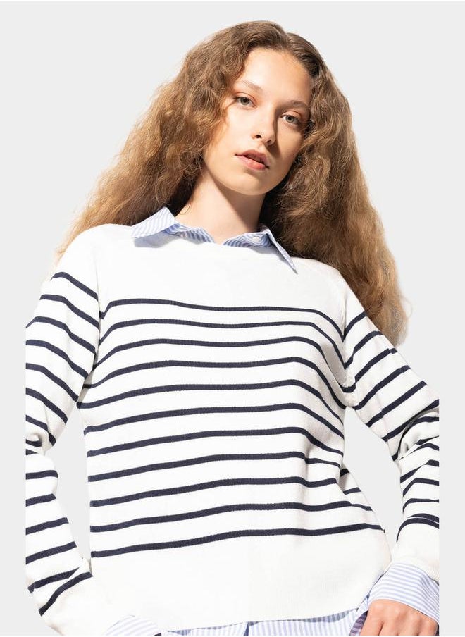 Striped Crew Neck Regular Fit Sweater - pzsku/ZA06FD347F7A20892E413Z/45/_/1738060915/0783f6c9-90fa-403e-ac4a-2b957c4f4285