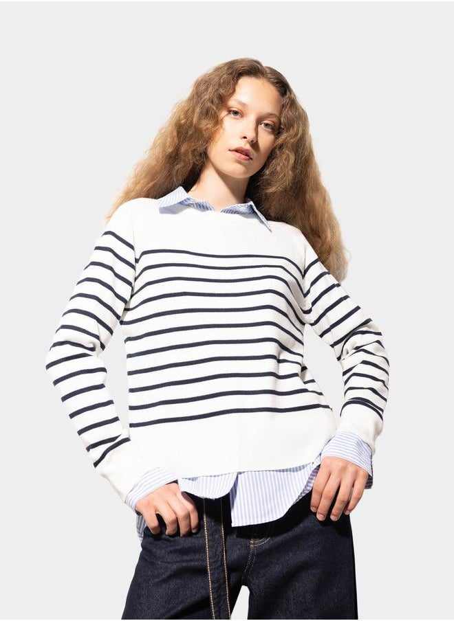 Striped Crew Neck Regular Fit Sweater - pzsku/ZA06FD347F7A20892E413Z/45/_/1738060974/8865c87b-7745-41ba-a12c-ff5db1d09bcd