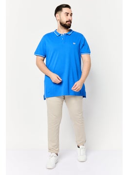 LEE Men Regular Fit Embroidered Logo Short Sleeves Polo Shirt, Blue  - Image 3