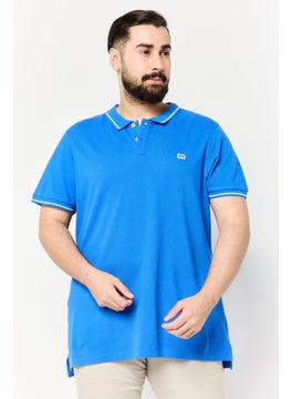 LEE Men Regular Fit Embroidered Logo Short Sleeves Polo Shirt, Blue  - Image 1