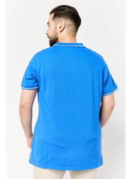 LEE Men Regular Fit Embroidered Logo Short Sleeves Polo Shirt, Blue  - Image 4