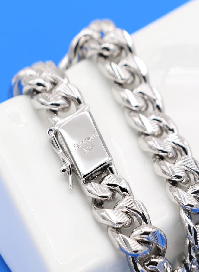 Dankadi Men 925 Sterling Silver Solid Miami Cuban Link Chain Bracelet -10MM - 12MM- Curb Cuban Bangle 7" 7.5" 8" 8.5" 9" 9.5"10" Thick Big Link Man Teen Boys Jewelry Gift, 9.5 Inches, no gemstone - Image 5
