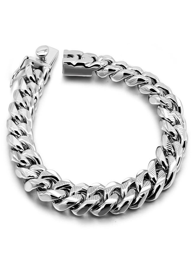 Dankadi Men 925 Sterling Silver Solid Miami Cuban Link Chain Bracelet -10MM - 12MM- Curb Cuban Bangle 7" 7.5" 8" 8.5" 9" 9.5"10" Thick Big Link Man Teen Boys Jewelry Gift, 9.5 Inches, no gemstone - Image 1