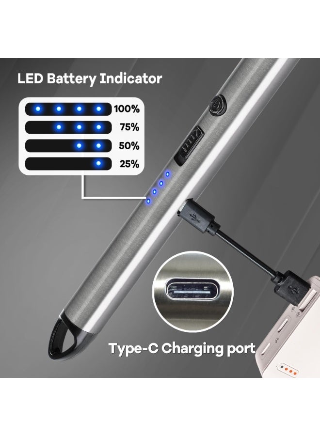 Lyaxm USB Rechargeable Electric Arc Lighter Candle Lighter, Flexible Neck Long Rotate 360 Plasma Lighter USB Flameless Lighters Candles Grill BBQ  Silver - Image 4