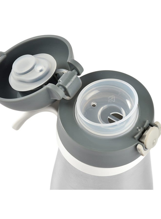 بيابا زجاجة مياه معزولة من الفولاذ المقاوم للصدأ من بيبا للأطفال، زجاجة مياه للأطفال، ترمس للأطفال الصغار مع فوهة مقاومة للانسكاب وغطاء مغلق، مثالية للسفر، (لون فحمي) - Image 2