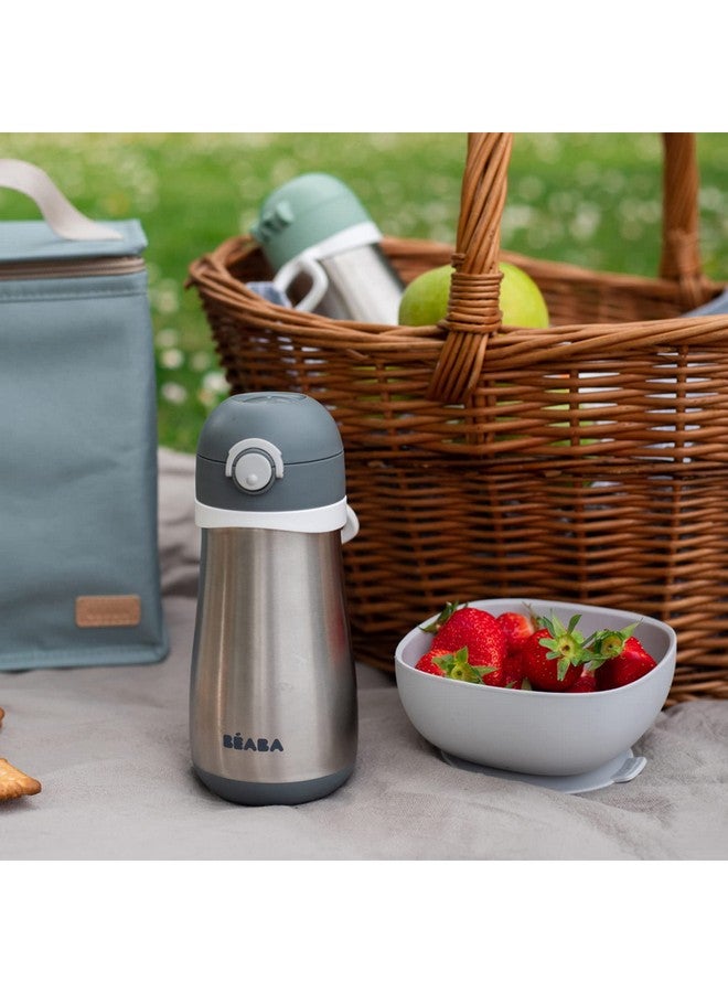 بيابا زجاجة مياه معزولة من الفولاذ المقاوم للصدأ من بيبا للأطفال، زجاجة مياه للأطفال، ترمس للأطفال الصغار مع فوهة مقاومة للانسكاب وغطاء مغلق، مثالية للسفر، (لون فحمي) - Image 4