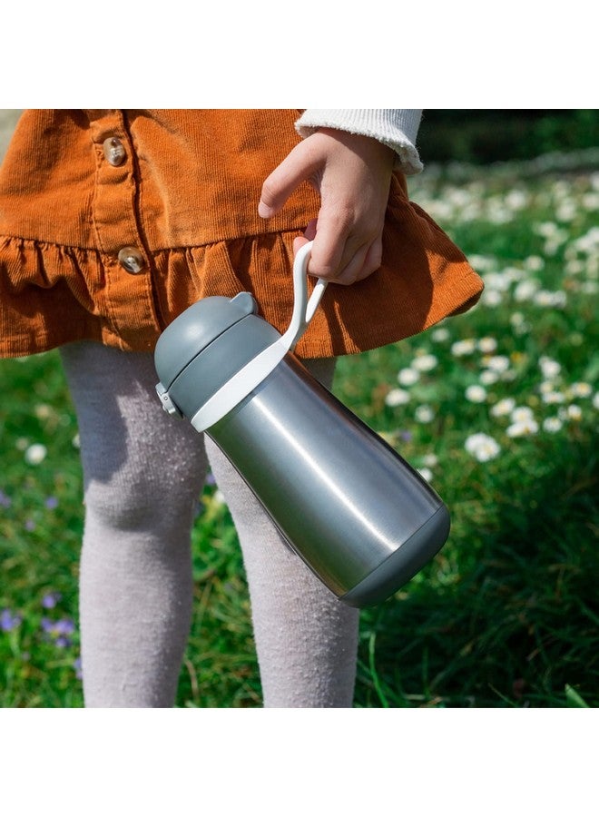 بيابا زجاجة مياه معزولة من الفولاذ المقاوم للصدأ من بيبا للأطفال، زجاجة مياه للأطفال، ترمس للأطفال الصغار مع فوهة مقاومة للانسكاب وغطاء مغلق، مثالية للسفر، (لون فحمي) - Image 3