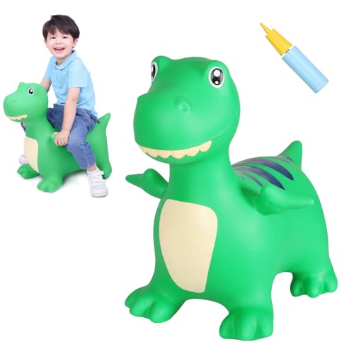 INPANY Bouncy Horse Dinosaur Hopper Toys for 2 Year Old Boy Toddlers Bouncing Animal Inflatable Hopping Buddies for Kids Ride on Rubber Bouncer Indoor Outdoor Birthday Gifts Toy for 3 4 Yr Girl - Image 1
