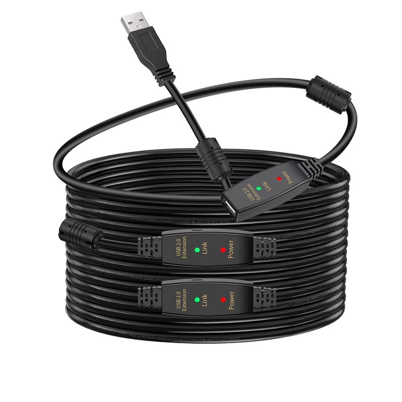 كابل تمديد USB نشط 2.0 بطول 100 قدم من ذكر إلى أنثى مع شريحة تمديد ومعزز إشارة - تمديد/مكرر نشط - Image 1